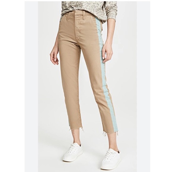 MOTHER Pants - MOTHER The Shaker Prep Fray / Size 29 Khaki Cerulean Blue‎ Side Stripe (G)